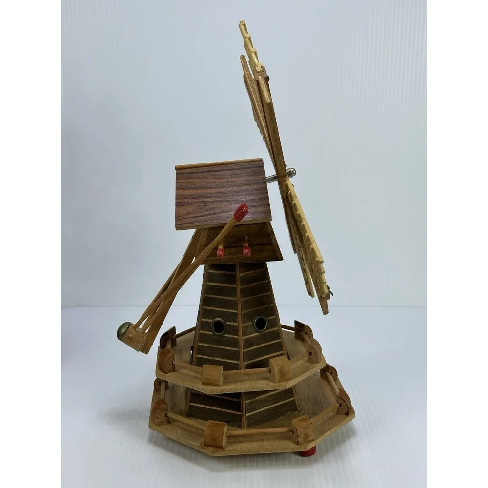 Vintage Wooden Electric Windmill Lamp Light Up Décor‎ Handmade Aruba